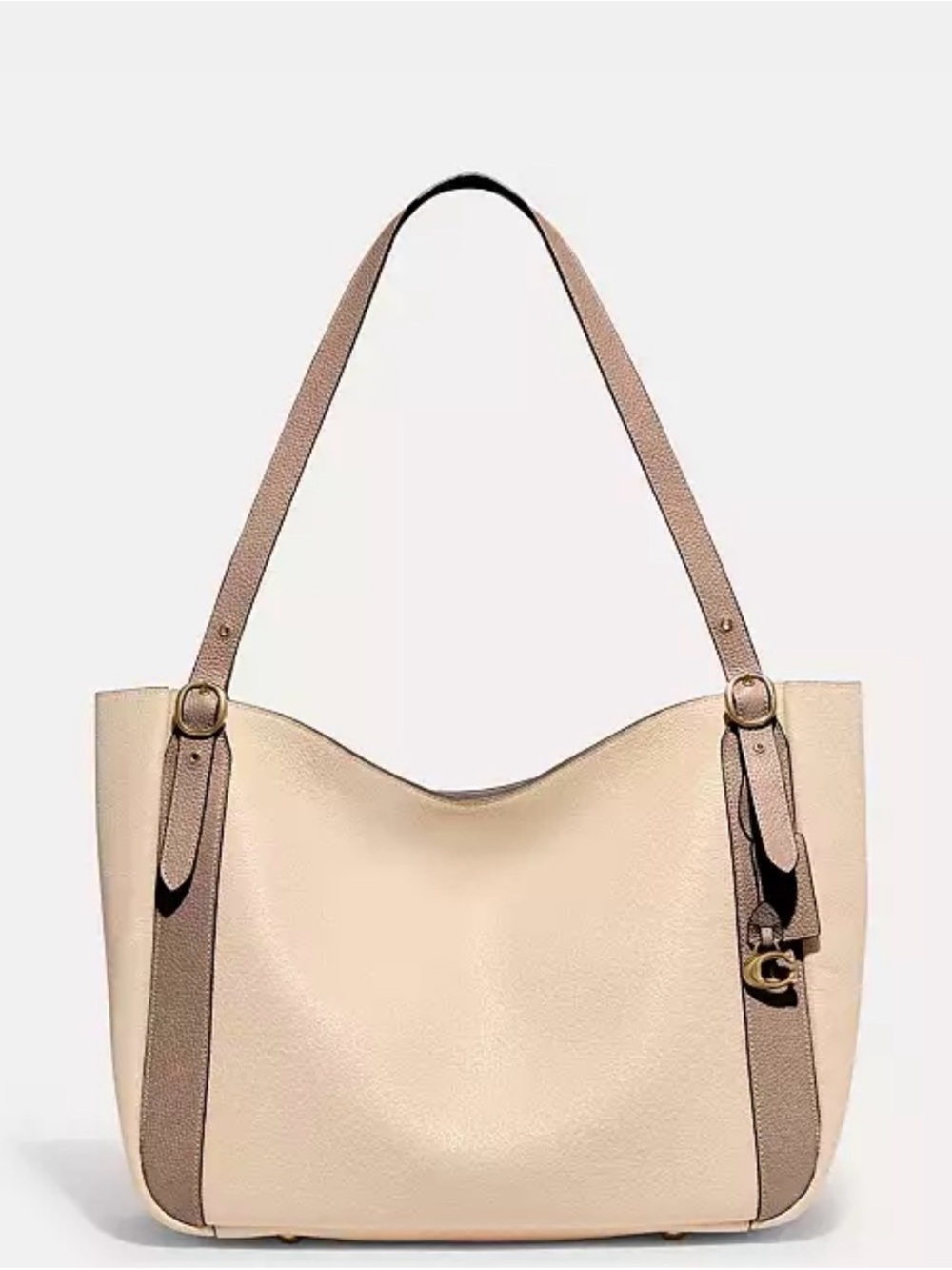 COACH ALANA TOTE COLOR-BLOCK PEBBLE LEATHER IVORY MULTI/BEIGE